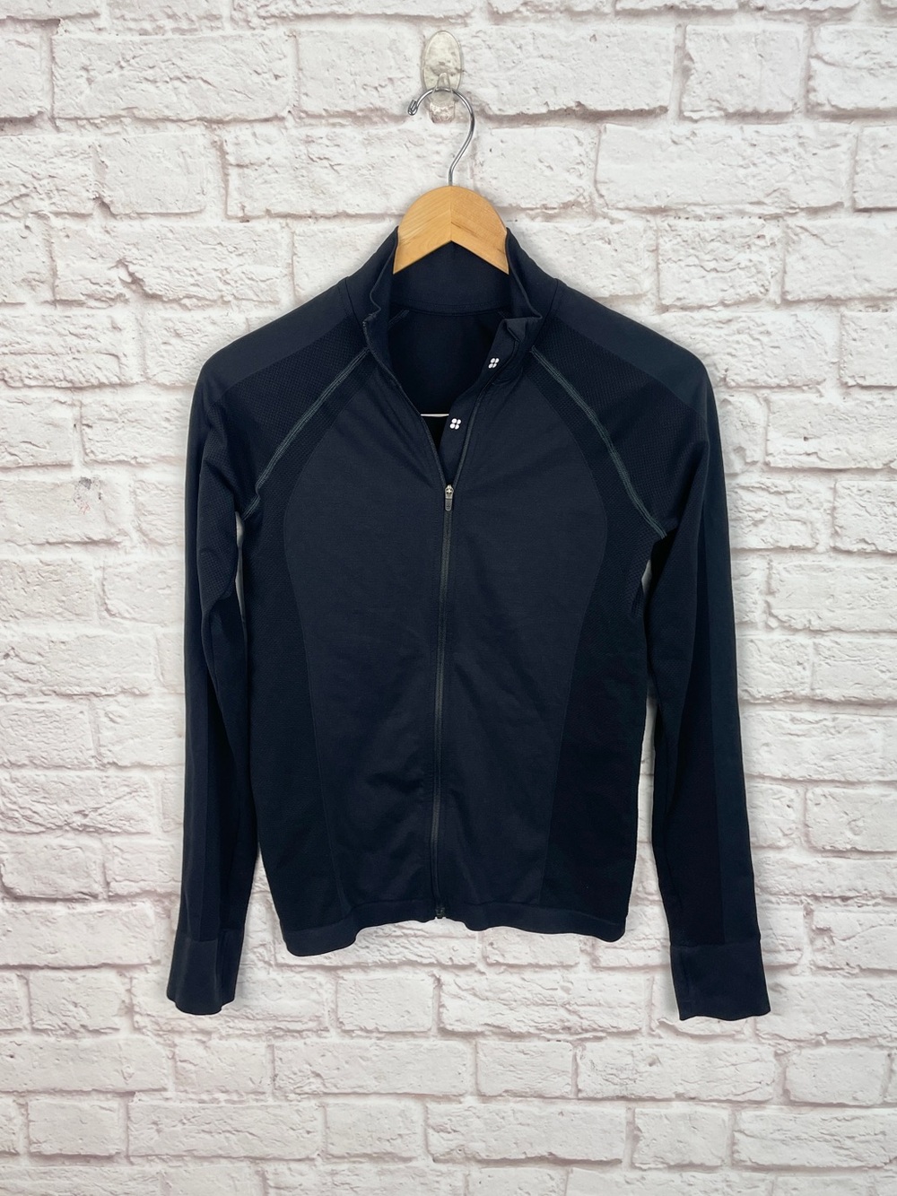 Sweaty Betty Athlete Seamless Workout Zip Up Black Jacket Size 6